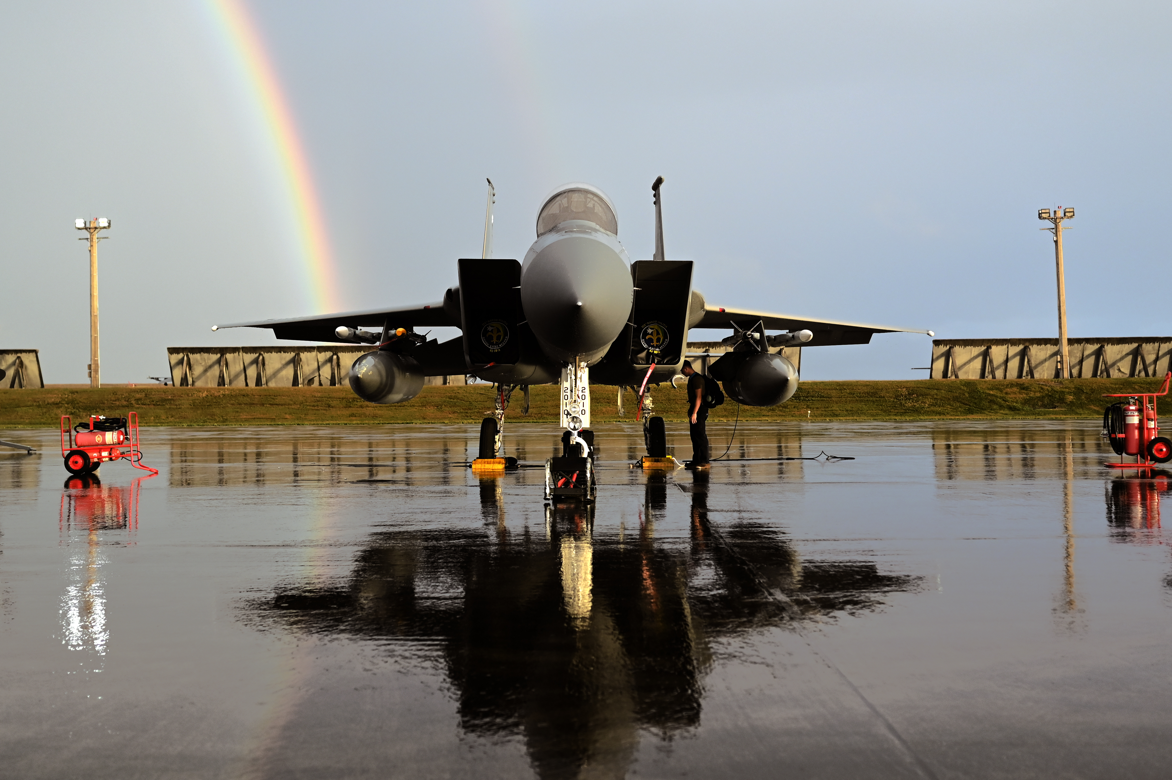 This is an image of a United States Air Force F-15C preparing for a flight at Andersen Air Force Base, Guam.